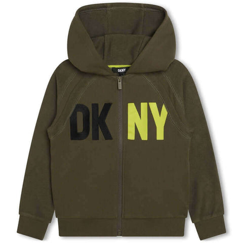 DKNY Boys Khaki Logo Hooded Jacket DKNY Boys Khaki Logo Hooded Jacket