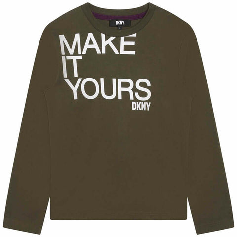 DKNY Boys Khaki Long Sleeve T-Shirt DKNY Boys Khaki Long Sleeve T-Shirt