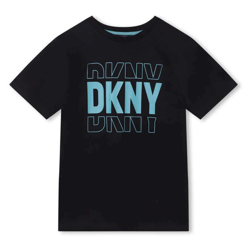 DKNY Boys Organic Black / Blue Logo T-Shirt DKNY Boys Organic Black / Blue Logo T-Shirt