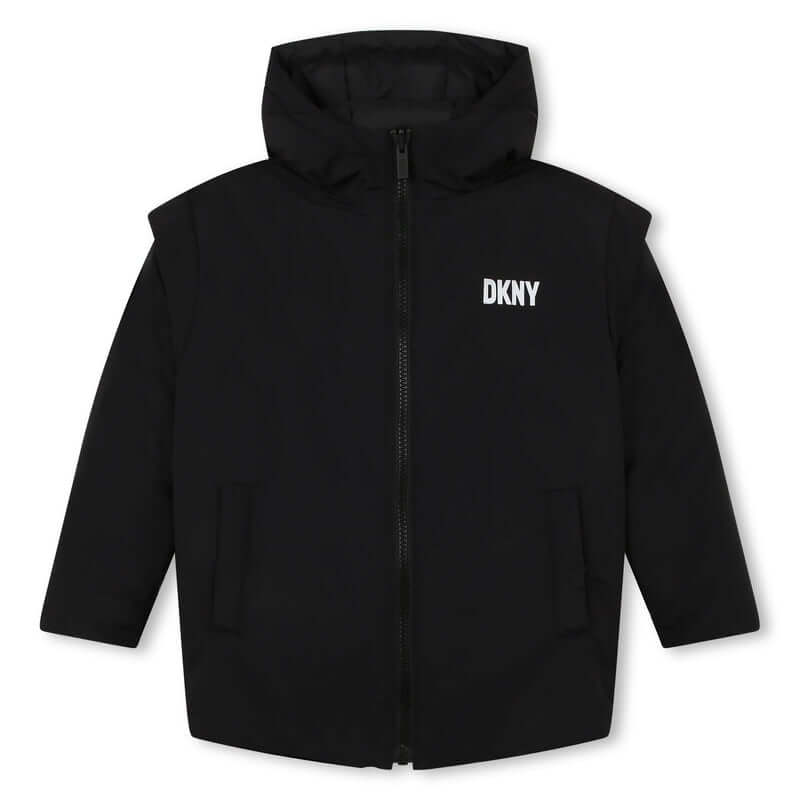 DKNY Boys Reversible Black Parka DKNY Boys Reversible Black Parka