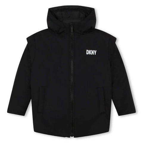 DKNY Boys Reversible Black Parka DKNY Boys Reversible Black Parka