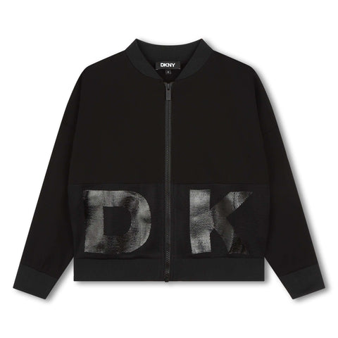 DKNY Girls Black Logo Cardigan DKNY Girls Black Logo Cardigan
