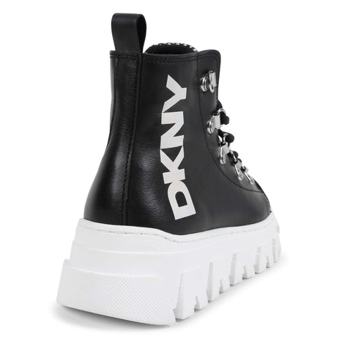 DKNY Girls Black Lace Up Ankle Boots DKNY Girls Black Lace Up Ankle Boots