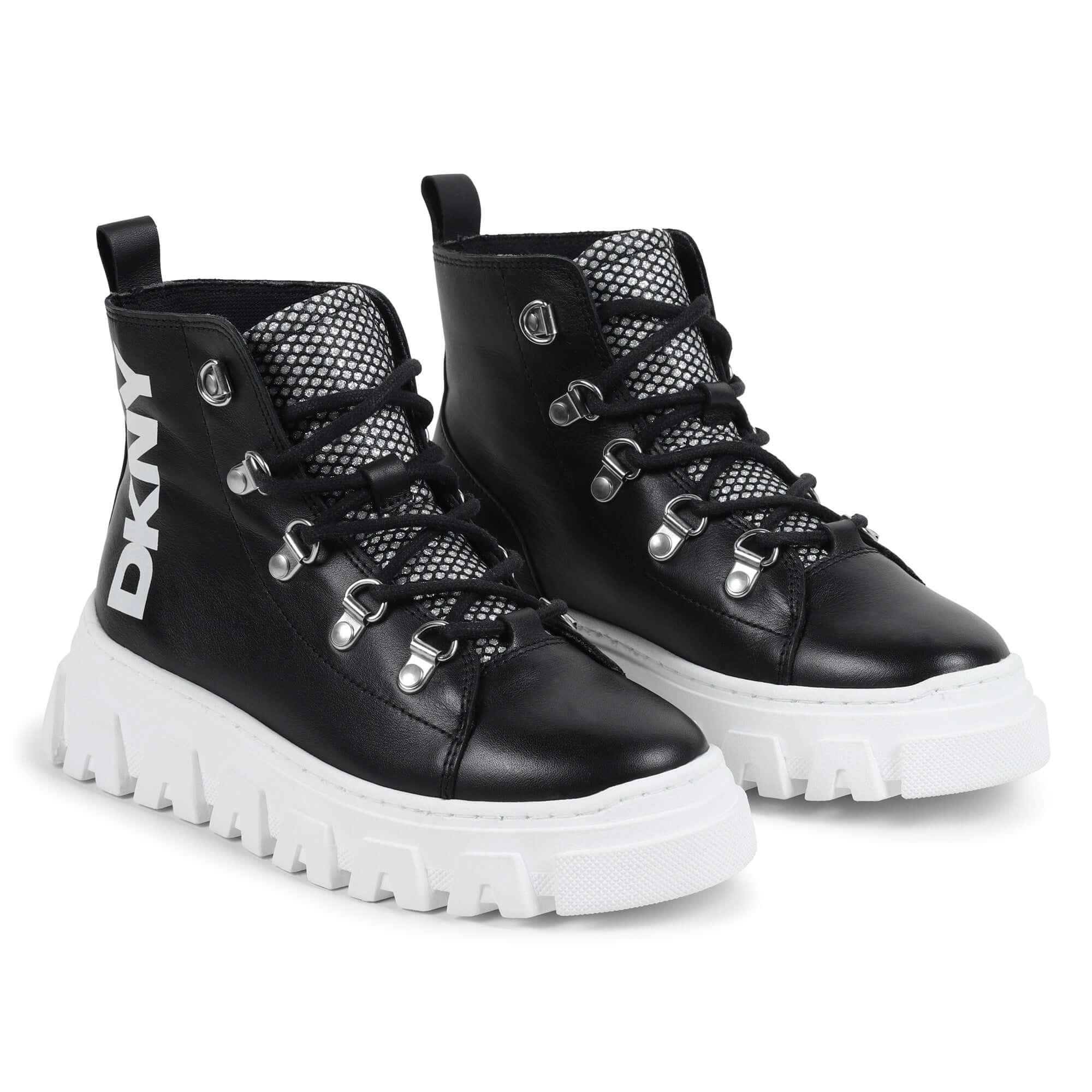 DKNY Girls Black Lace Up Ankle Boots DKNY Girls Black Lace Up Ankle Boots