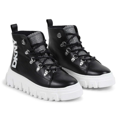 DKNY Girls Black Lace Up Ankle Boots DKNY Girls Black Lace Up Ankle Boots