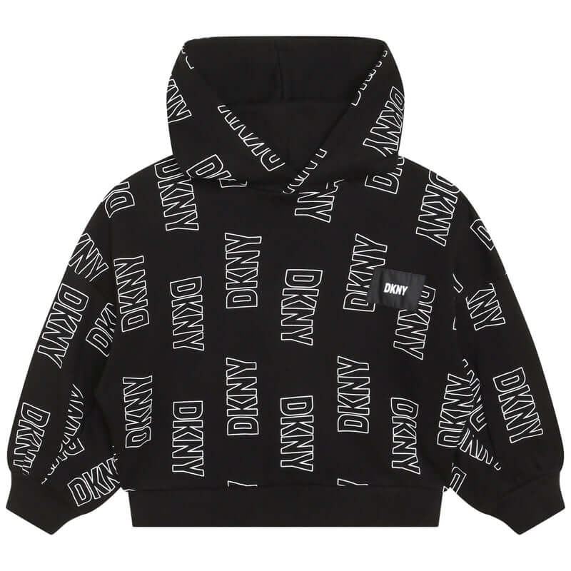 DKNY Girls Black Logo Hooded Sweatshirt DKNY Girls Black Logo Hooded Sweatshirt