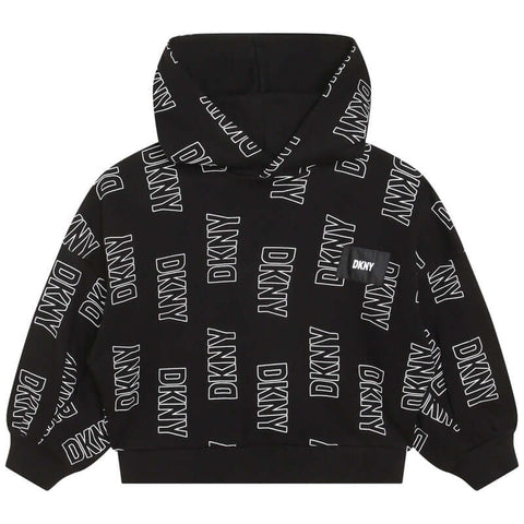 DKNY Girls Black Logo Hooded Sweatshirt DKNY Girls Black Logo Hooded Sweatshirt