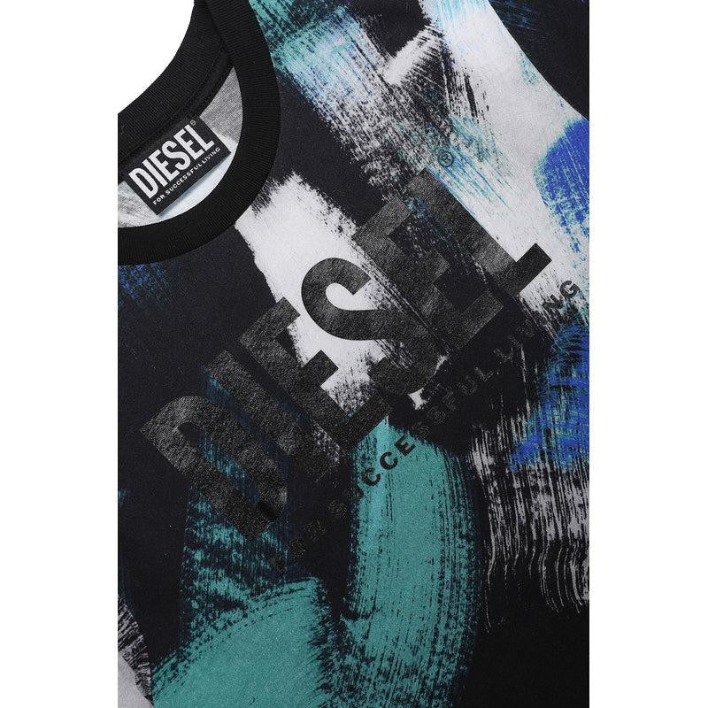 Diesel Boys Blue Brush Strokes T-Shirt Diesel Boys Blue Brush Strokes T-Shirt