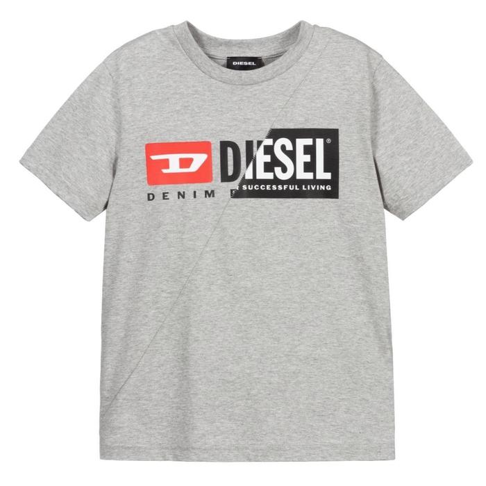 Diesel Boys Grey Successful Living Logo T-Shirt Diesel Boys Grey Successful Living Logo T-Shirt