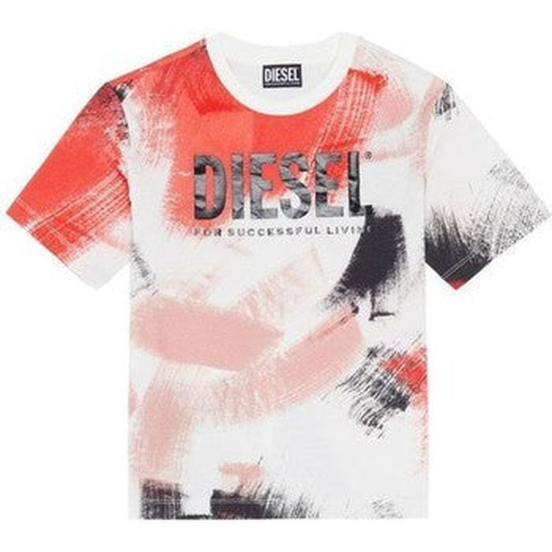 Diesel Boys Red Brush Strokes T-Shirt Diesel Boys Red Brush Strokes T-Shirt