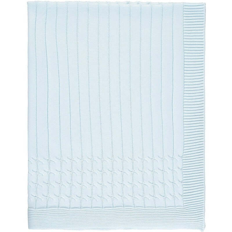 Emile Et Rose Boys Blue Cable Knit Knitted Blanket Emile Et Rose Boys Blue Cable Knit Knitted Blanket