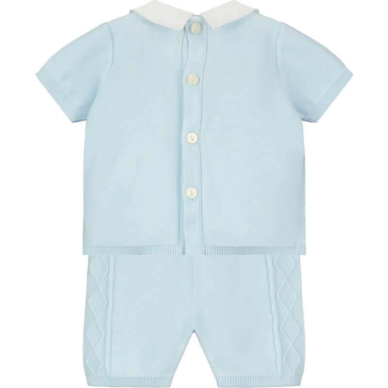 Emile Et Rose Boys Blue Cotton Diamond Short Set Emile Et Rose Boys Blue Cotton Diamond Short Set