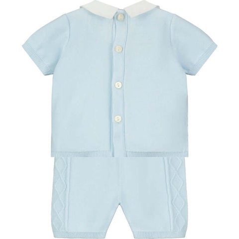 Emile Et Rose Boys Blue Cotton Diamond Short Set Emile Et Rose Boys Blue Cotton Diamond Short Set