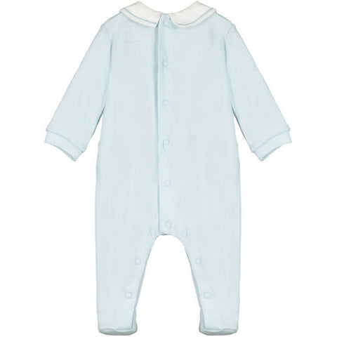 Emile Et Rose Boys Blue Cotton Embroided Babygrow Emile Et Rose Boys Blue Cotton Embroided Babygrow