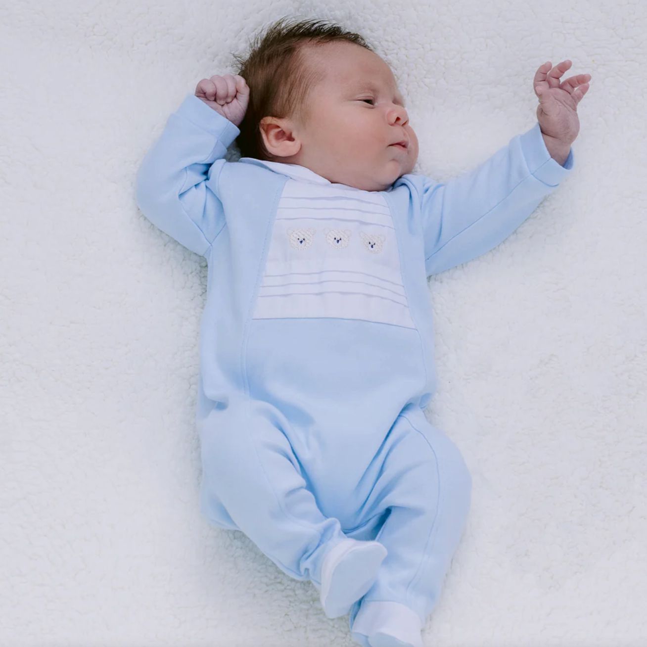 Emile Et Rose Boys Blue Cotton Freddie Babygrow Emile Et Rose Boys Blue Cotton Freddie Babygrow