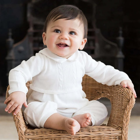 Emile Et Rose Boys Cream Langston Babygrow with Hat Emile Et Rose Boys Cream Langston Babygrow with Hat