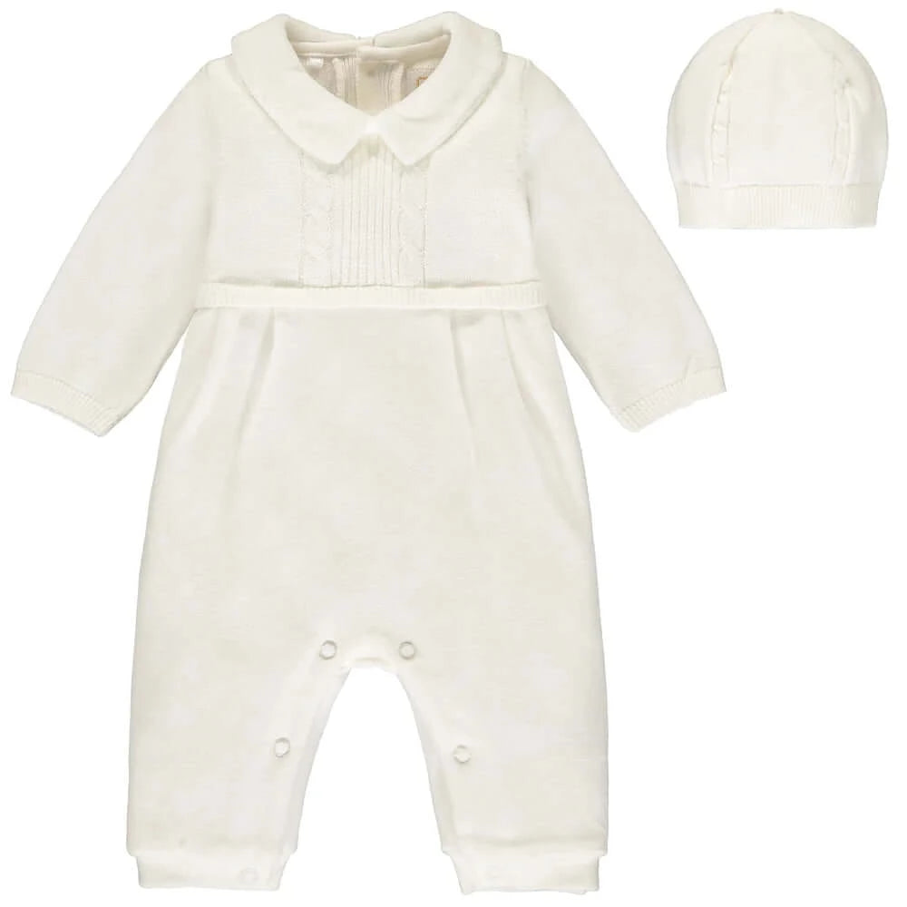 Emile Et Rose Boys Cream Langston Babygrow with Hat Emile Et Rose Boys Cream Langston Babygrow with Hat
