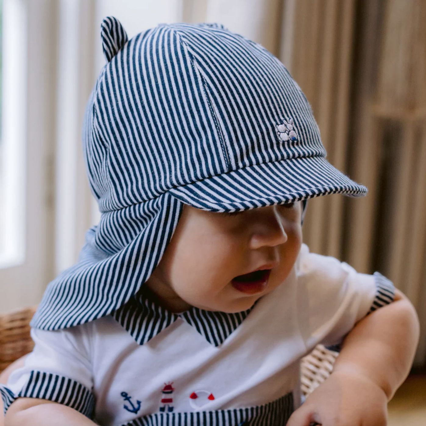 Emile Et Rose Boys Navy Striped Hat Emile Et Rose Boys Navy Striped Hat
