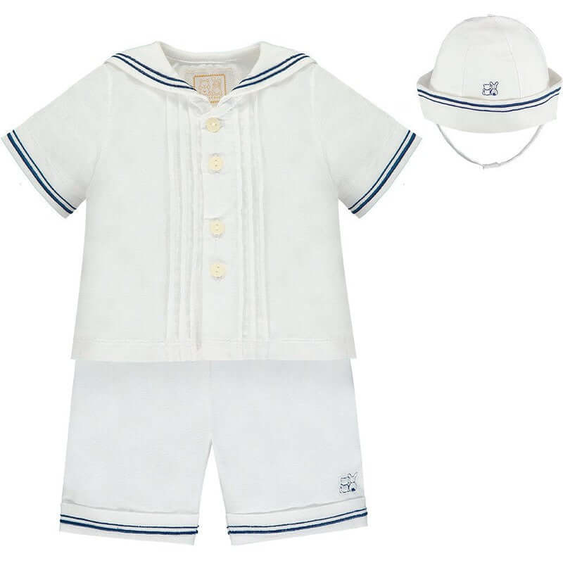 Emile Et Rose Boys White Sailor Short Set Emile Et Rose Boys White Sailor Short Set