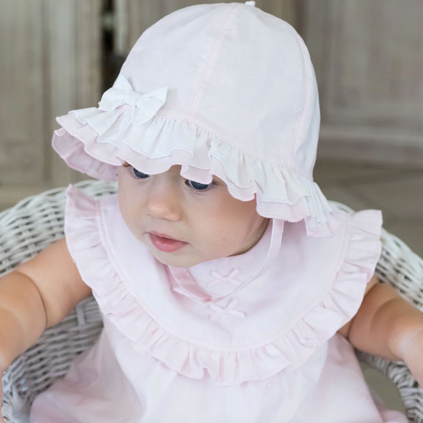 Emile Et Rose Girls Pink Embroided Sun Hat Emile Et Rose Girls Pink Embroided Sun Hat