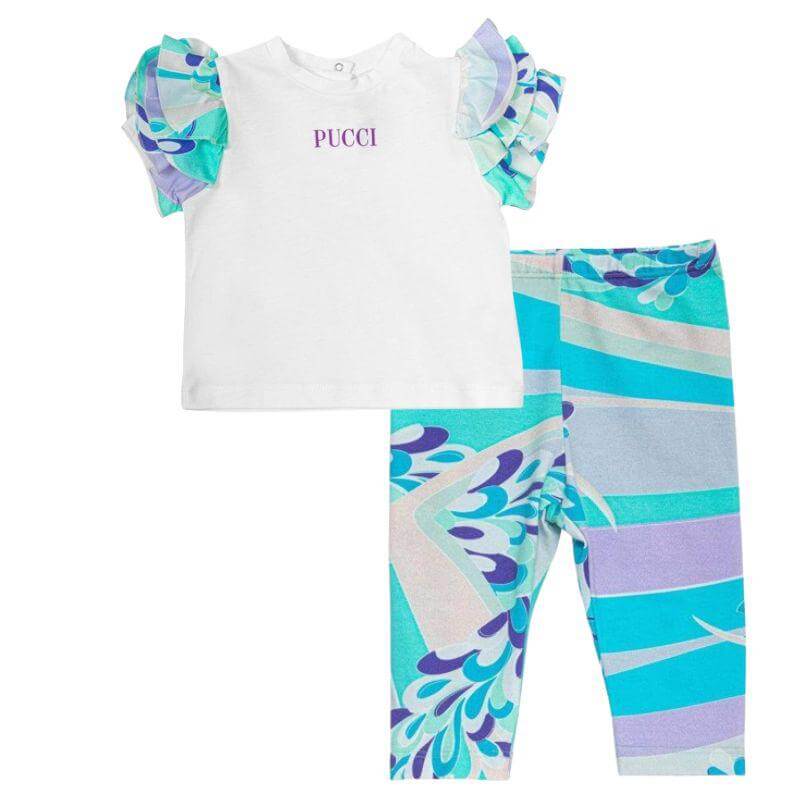 Emilio Pucci Baby Girls Blue Lilly Legging Set Emilio Pucci Baby Girls Blue Lilly Legging Set