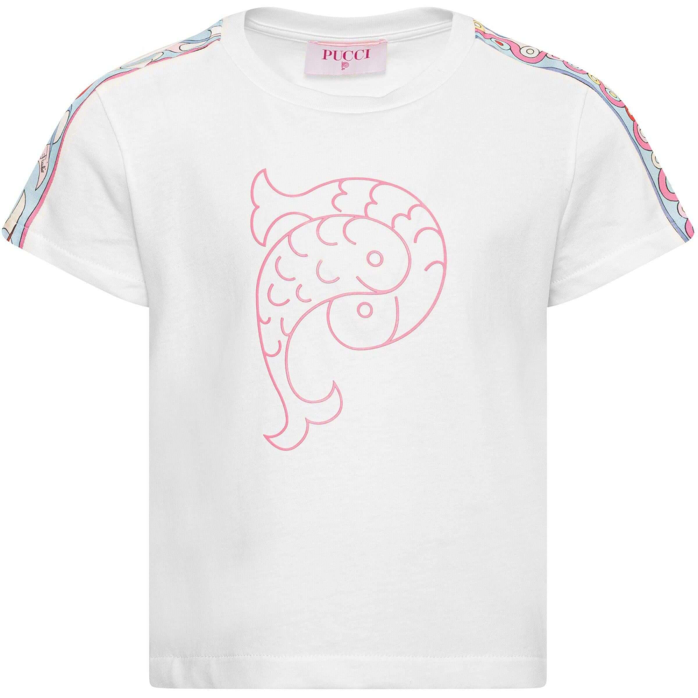 Emilio Pucci Girls Organic Ivory Fish T-shirt Emilio Pucci Girls Organic Ivory Fish T-shirt