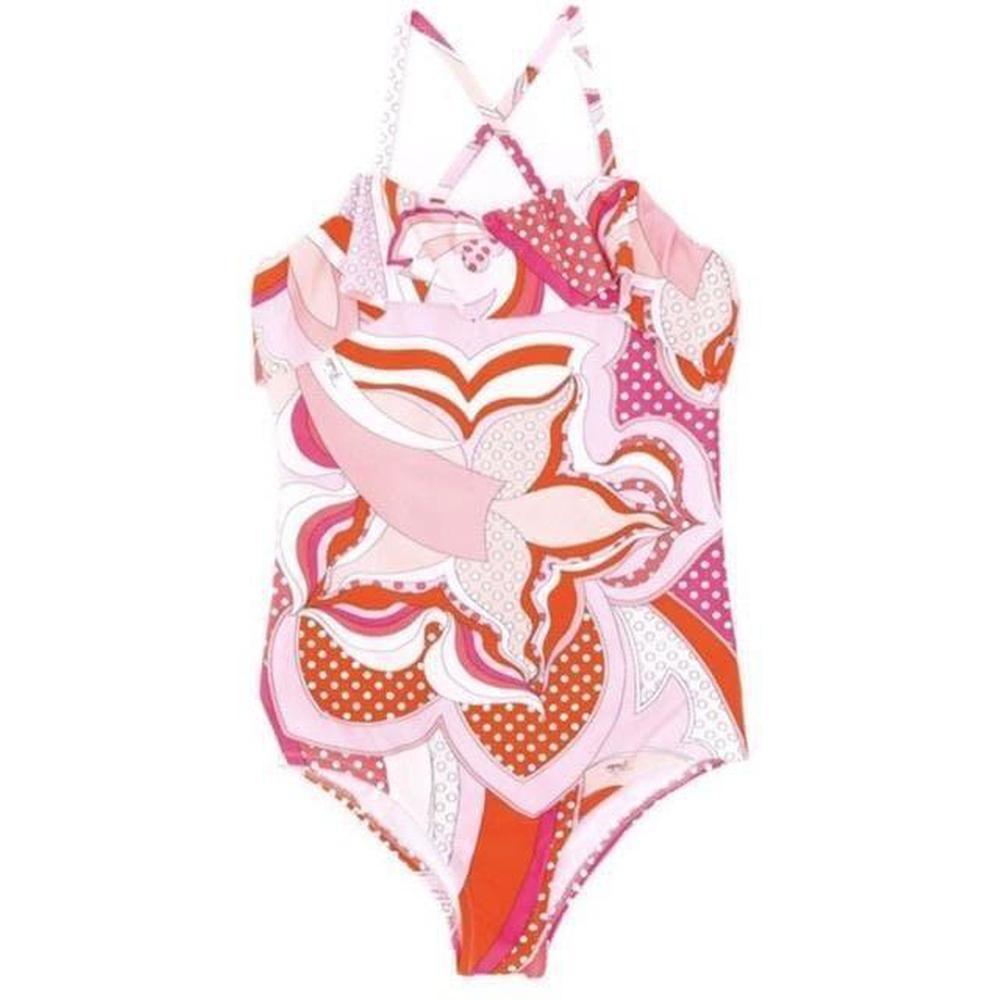 Emilio Pucci Girls Pink Colourful Swimsuit Emilio Pucci Girls Pink Colourful Swimsuit