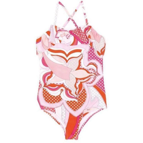 Emilio Pucci Girls Pink Colourful Swimsuit Emilio Pucci Girls Pink Colourful Swimsuit