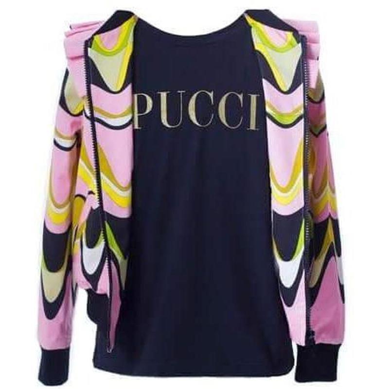 Emilio Pucci Girls Pink Wave Print Jacket Emilio Pucci Girls Pink Wave Print Jacket