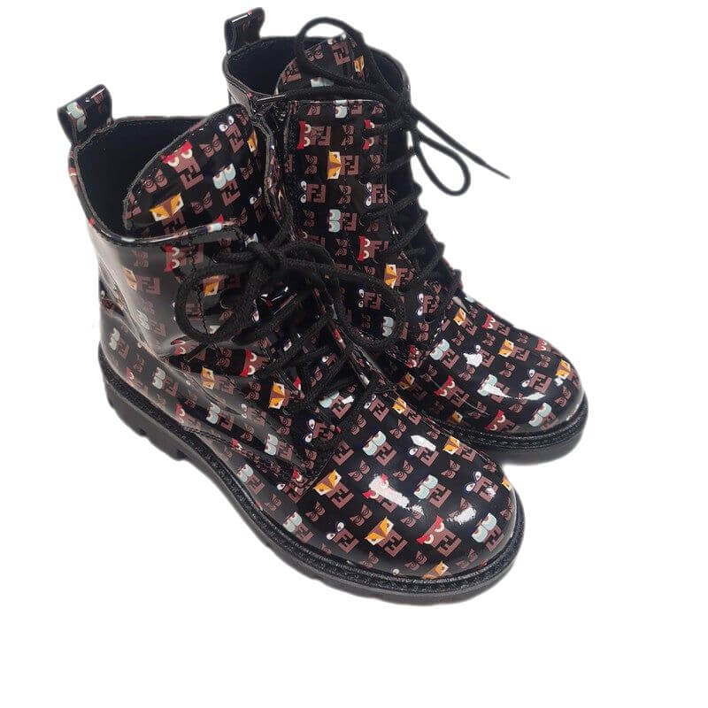 Fendi Girls Black Monster Print Chunky Boots Fendi Girls Black Monster Print Chunky Boots