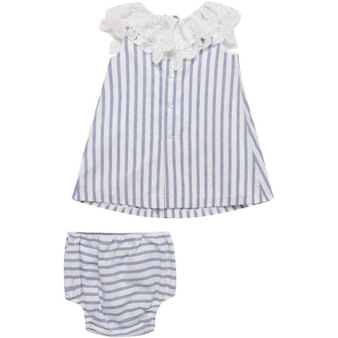 Fina Ejerique Baby Girls Blue Striped Dress with Bloomers Fina Ejerique Baby Girls Blue Striped Dress with Bloomers