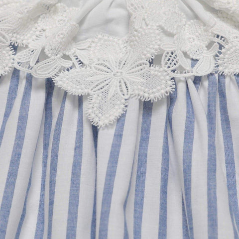 Fina Ejerique Baby Girls Blue Striped Dress with Bloomers Fina Ejerique Baby Girls Blue Striped Dress with Bloomers