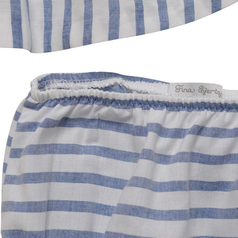 Fina Ejerique Baby Girls Blue Striped Dress with Bloomers Fina Ejerique Baby Girls Blue Striped Dress with Bloomers