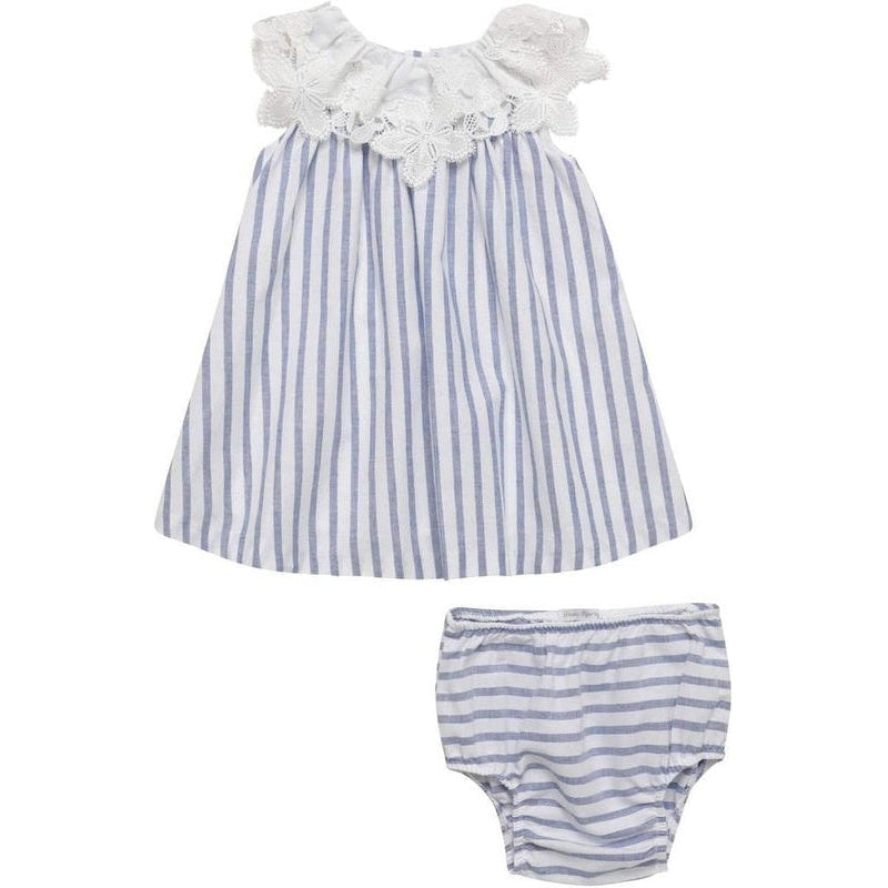 Fina Ejerique Baby Girls Blue Striped Dress with Bloomers Fina Ejerique Baby Girls Blue Striped Dress with Bloomers