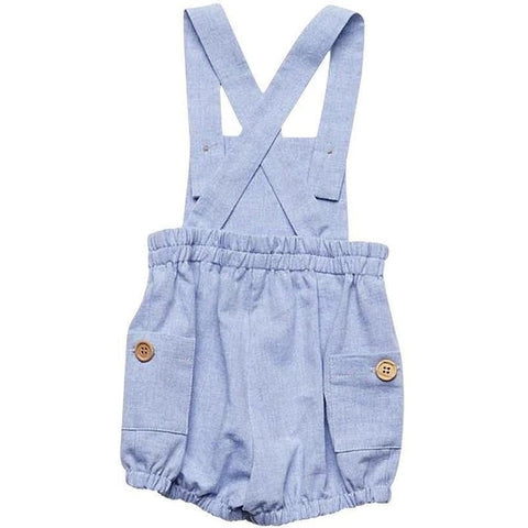 Fina Ejerique Boys Pale Blue chambray Romper Fina Ejerique Boys Pale Blue chambray Romper