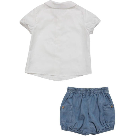Fina Ejerique Boys White Shirt with Denim Style Shorts Fina Ejerique Boys White Shirt with Denim Style Shorts