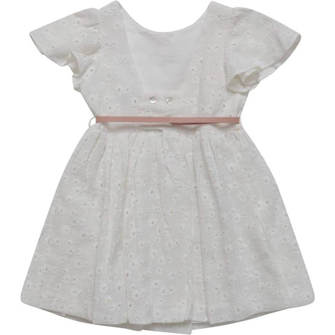 Fina Ejerique Girls White Dress with Glitter Star Belt Fina Ejerique Girls White Dress with Glitter Star Belt