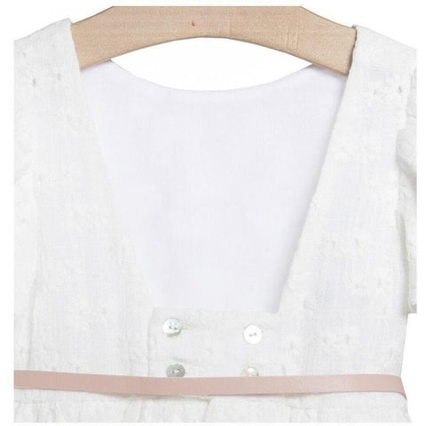 Fina Ejerique Girls White Dress with Glitter Star Belt Fina Ejerique Girls White Dress with Glitter Star Belt