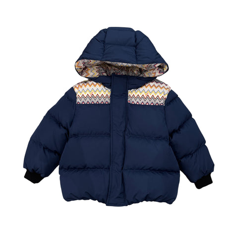 Missoni Kids Boys Navy Zig Zag Down Jacket Missoni Kids Boys Navy Zig Zag Down Jacket