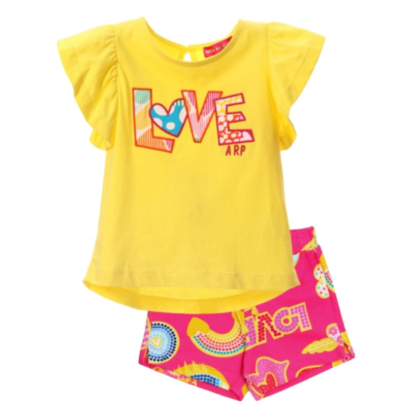 Agatha Ruiz De La Prada Girls Yellow Love Short Set Agatha Ruiz De La Prada Girls Yellow Love Short Set