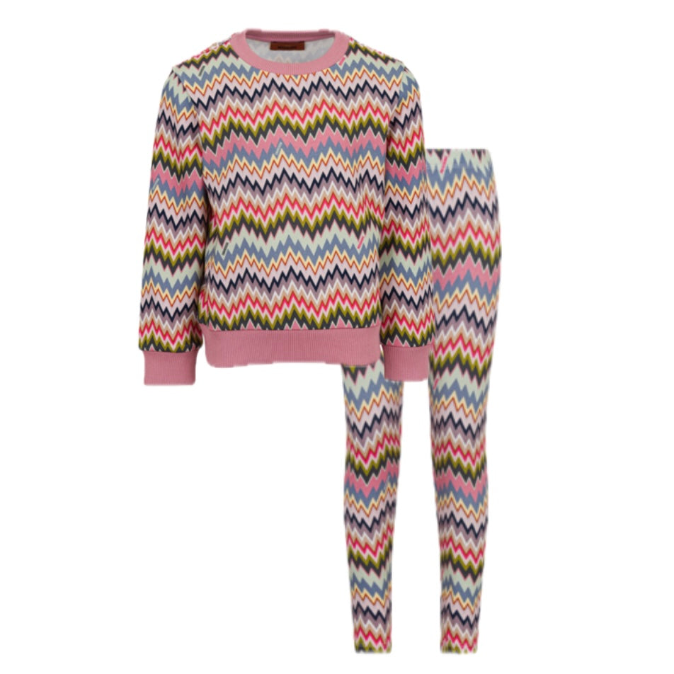 Missoni Kids Girls Pink Zig Zag Legging Set Missoni Kids Girls Pink Zig Zag Legging Set