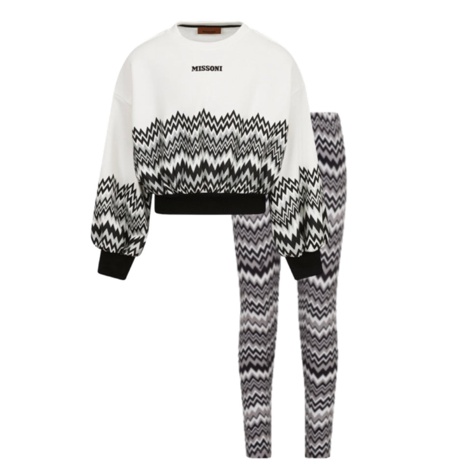 Missoni Kids Girls Ivory Zig Zag Legging Set Missoni Kids Girls Ivory Zig Zag Legging Set