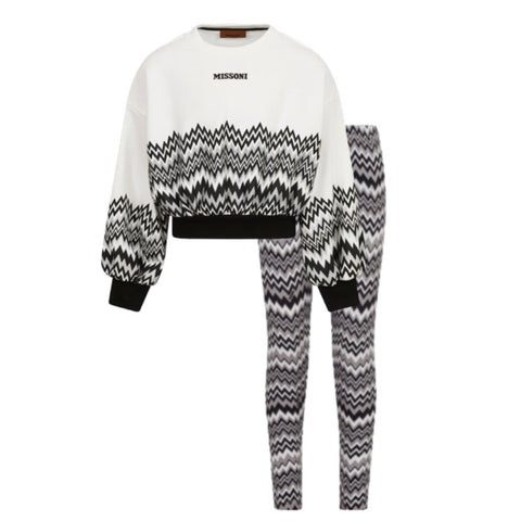 Missoni Kids Girls Ivory Zig Zag Legging Set Missoni Kids Girls Ivory Zig Zag Legging Set