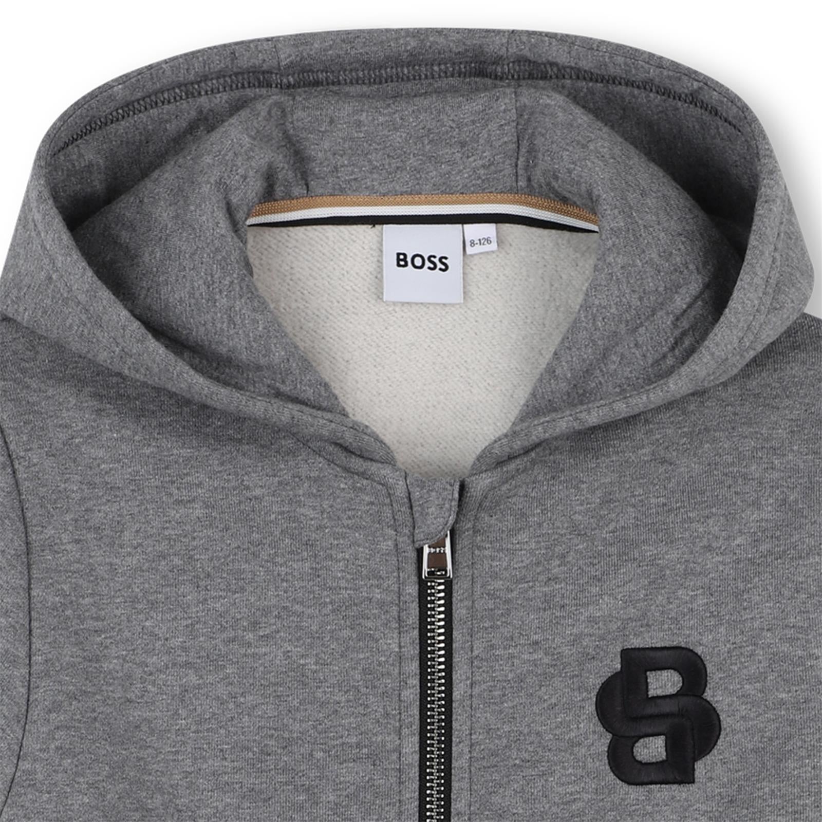Boss Boys Grey Hooded Cardigan Boss Boys Grey Hooded Cardigan