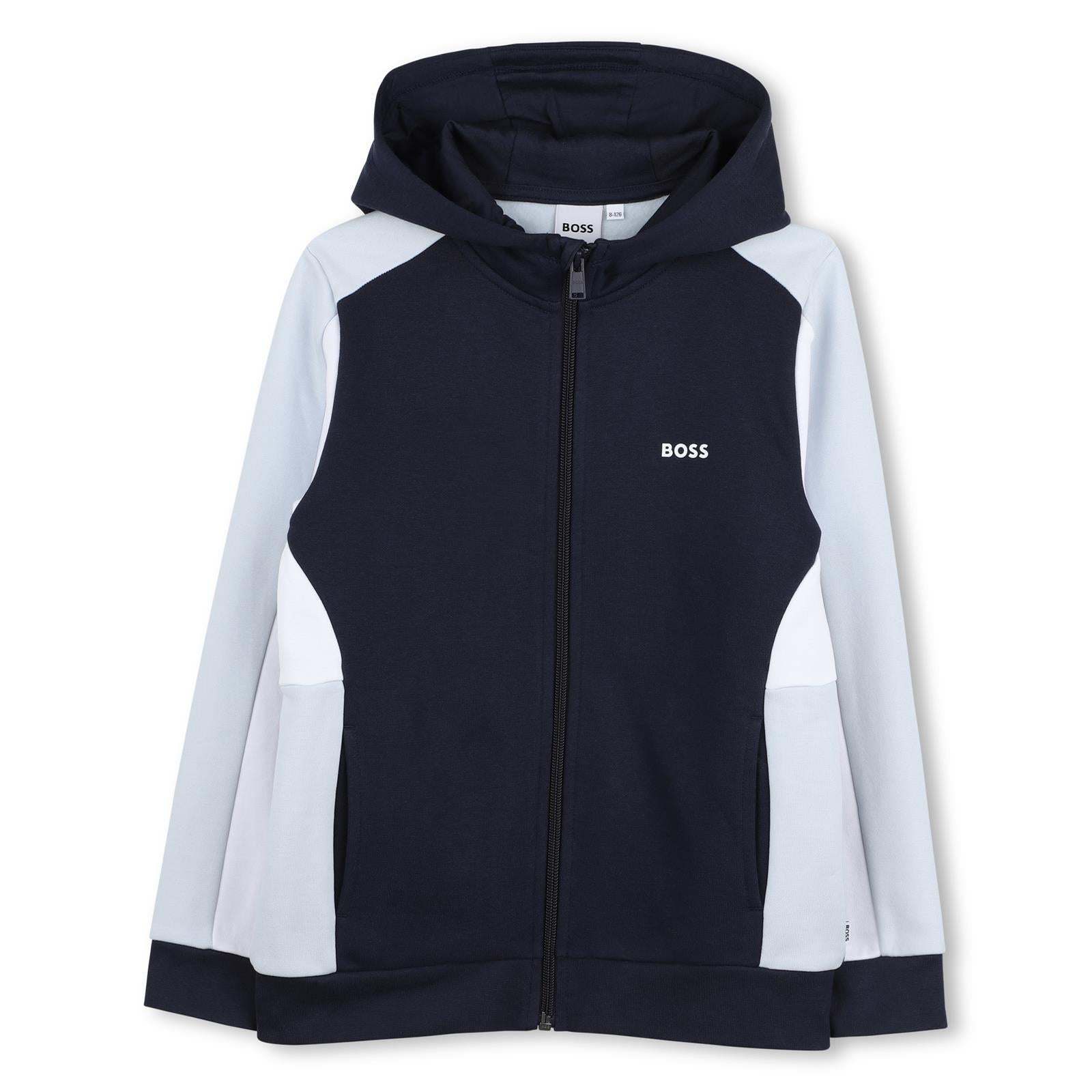 Boss Boys Blue Hooded Cardigan Boss Boys Blue Hooded Cardigan