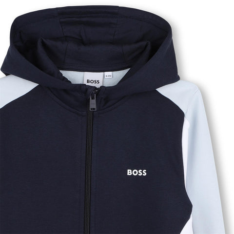 Boss Boys Blue Hooded Cardigan Boss Boys Blue Hooded Cardigan