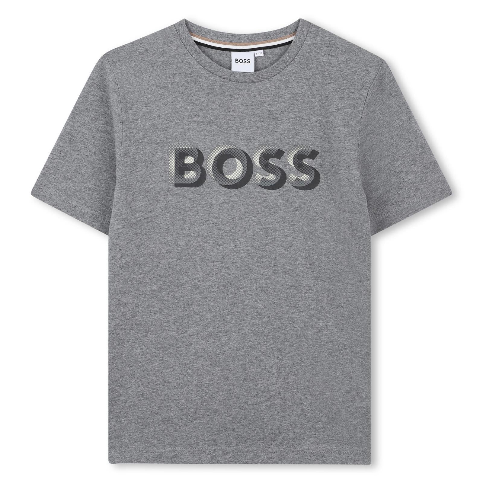 Boss Boys Grey Logo T-Shirt Boss Boys Grey Logo T-Shirt