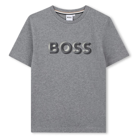 Boss Boys Grey Logo T-Shirt Boss Boys Grey Logo T-Shirt