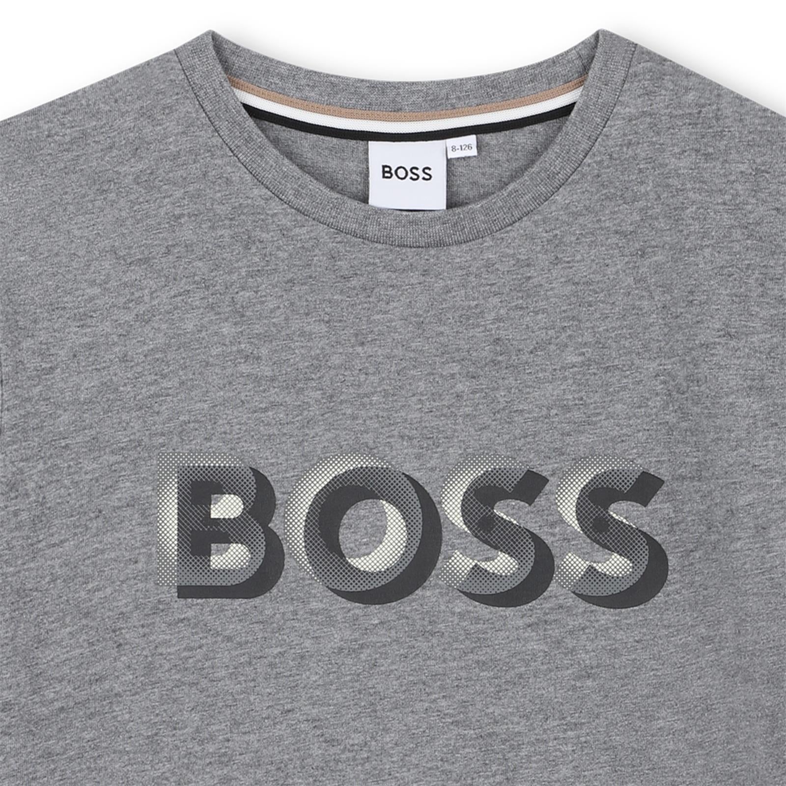 Boss Boys Grey Logo T-Shirt Boss Boys Grey Logo T-Shirt
