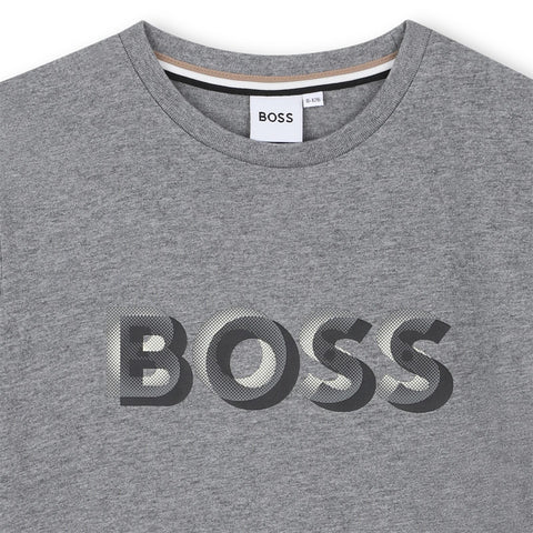 Boss Boys Grey Logo T-Shirt Boss Boys Grey Logo T-Shirt